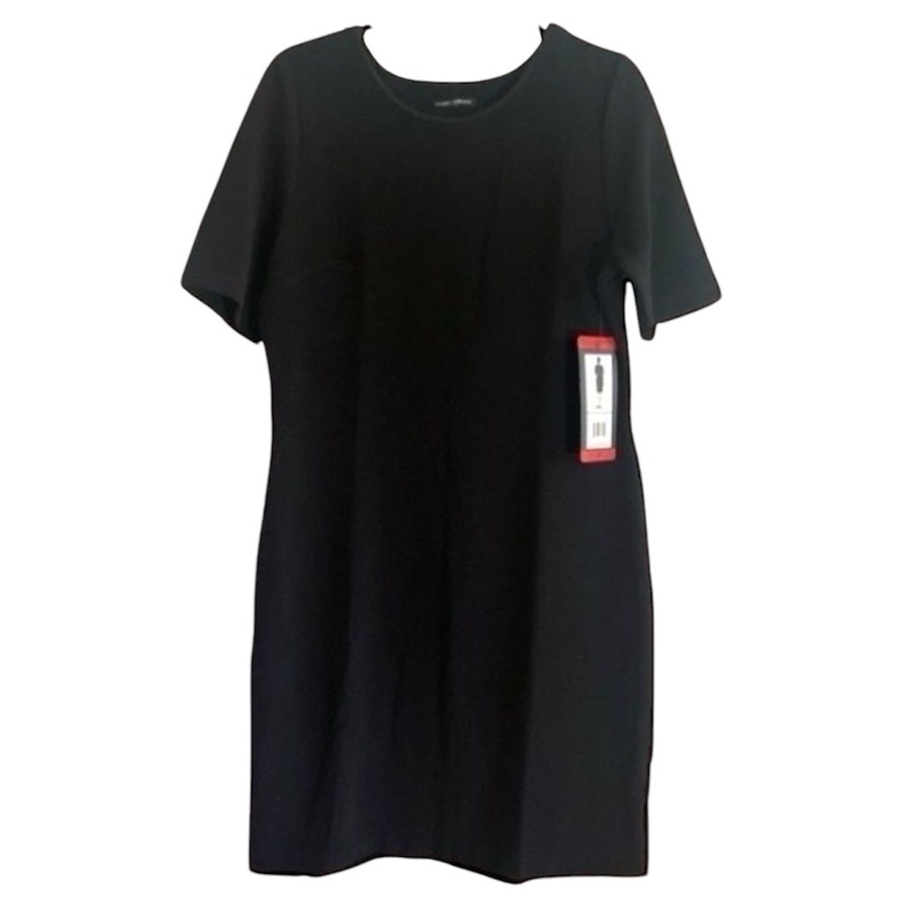 MARIO SERRANI NWT black ribbed knit short sleeve dress